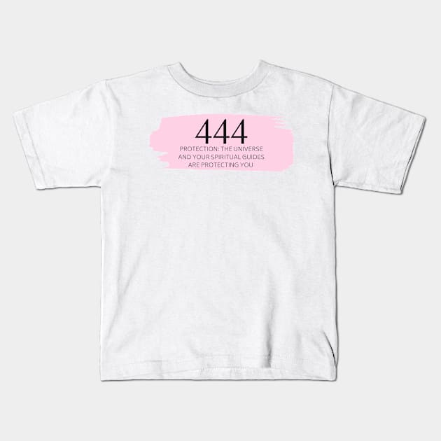 444 Angel Number pink Kids T-Shirt by anrockhi